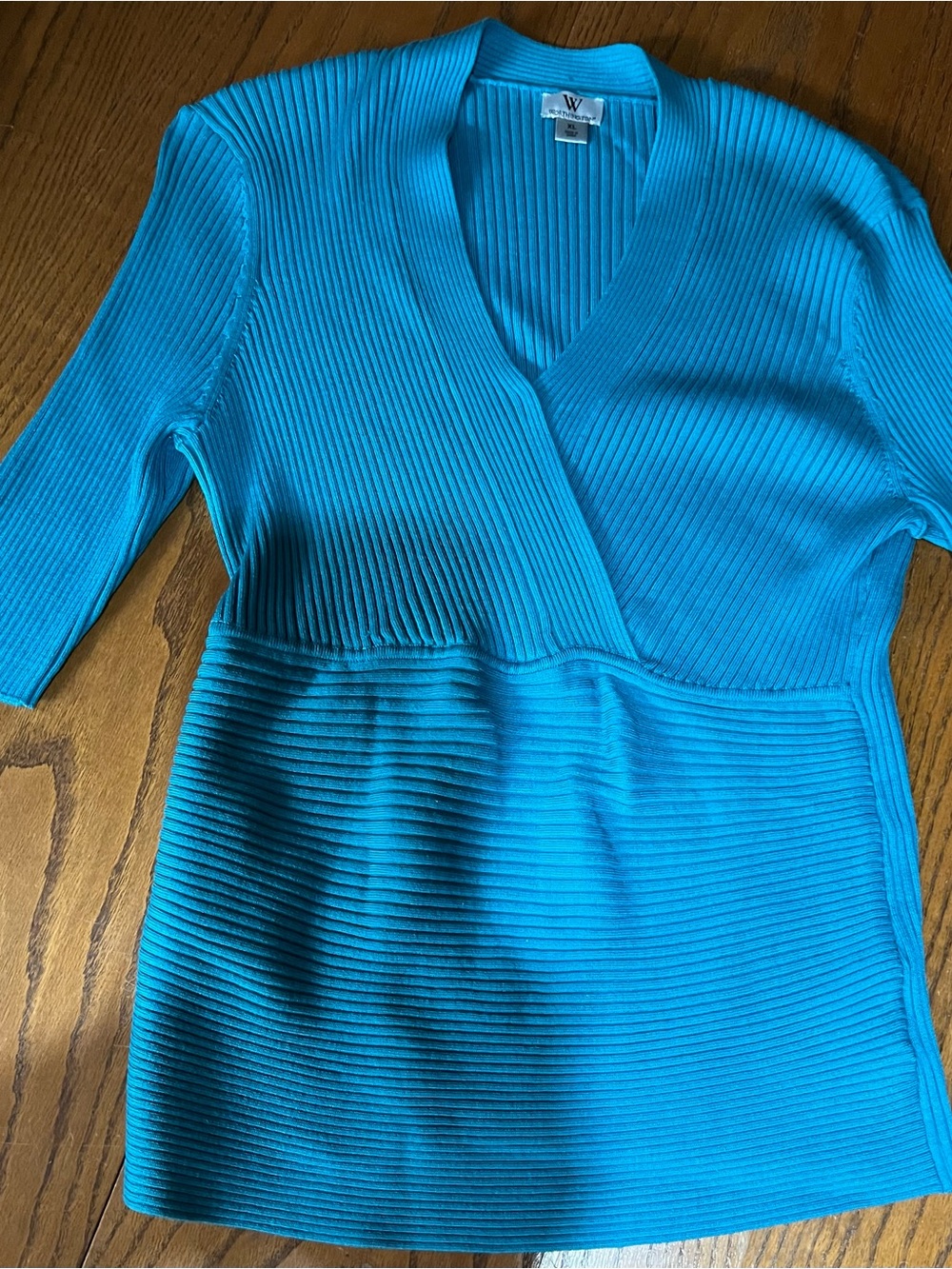 Worthington Turquoise Ribbed V-Neck Sweater